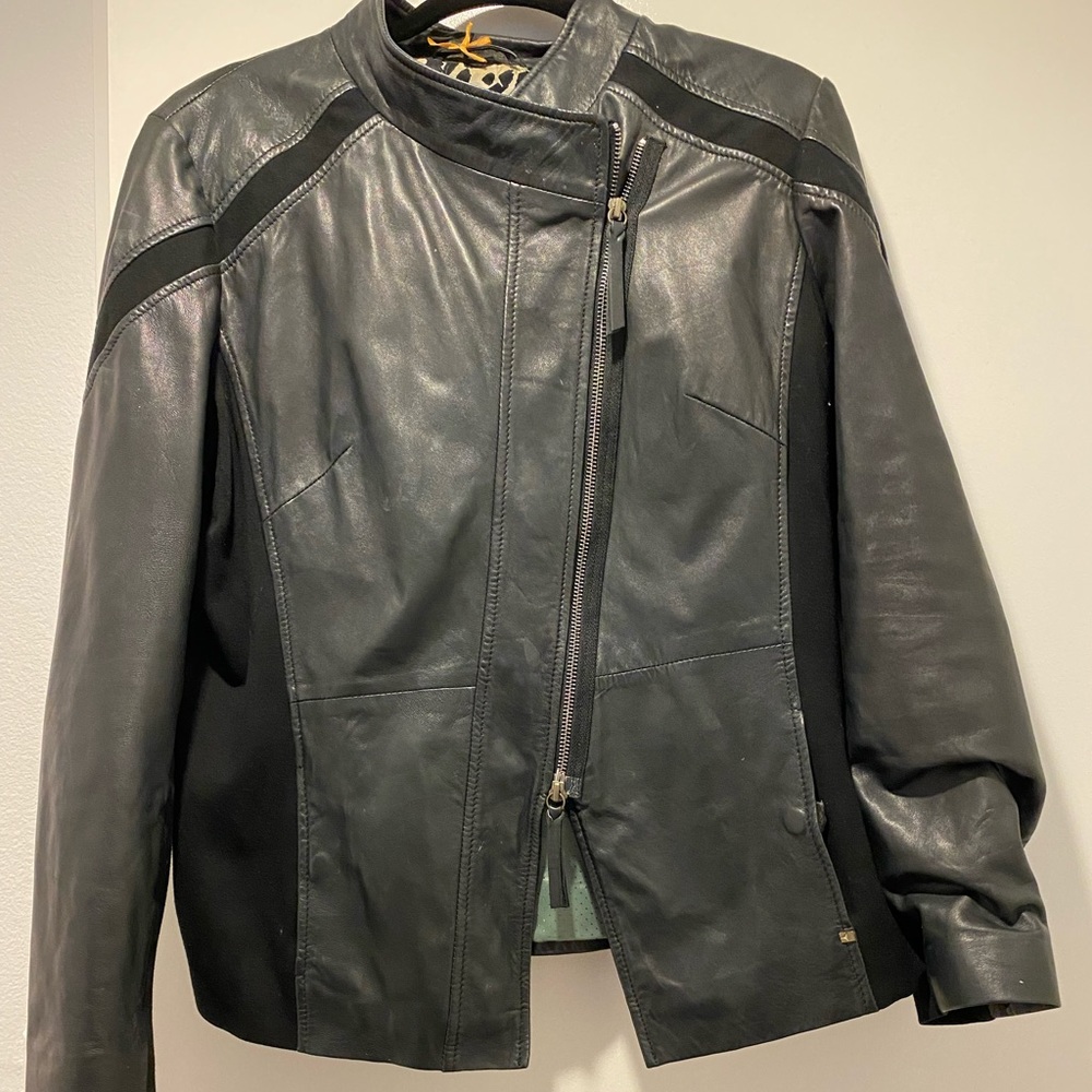 Boss Black Leather Moto Jacket